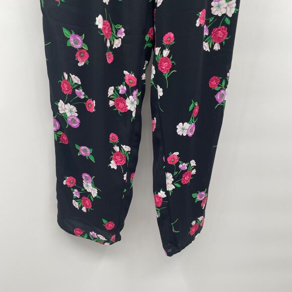Express Womens Floral Jumpsuit Short Sleeve Black/Multi Size Small - Picture 3 of 8